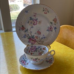 Vintage Johann Haviland Floral Porcelain Lunchean 3 Piece Set. Made in Germany
